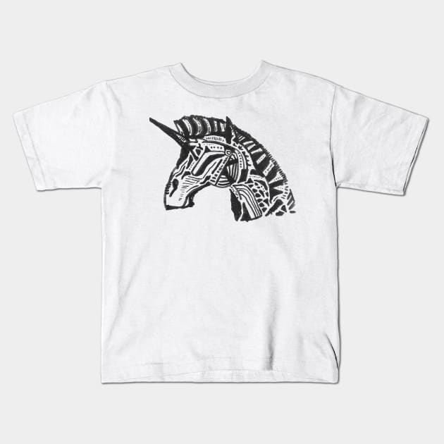 Patterned Unicorn Warrior Art Kids T-Shirt by HeartonSleeves